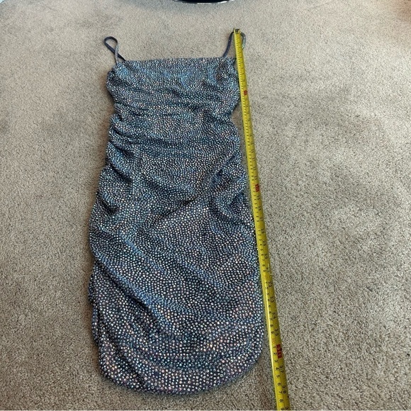 Akira BETTER THAN EVER RUCHED Sleeveless RHINESTONE MINI DRESS In Blue L NWOT - Picture 9 of 13